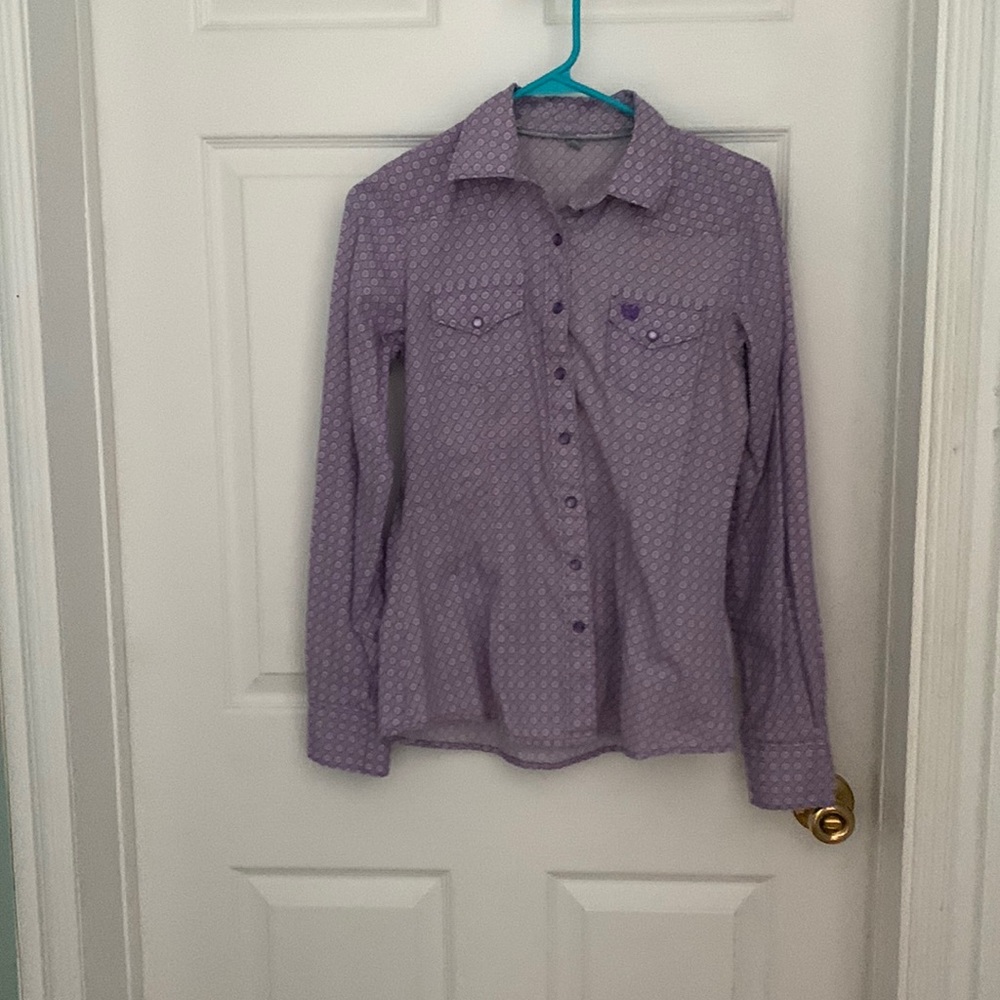 Cinch Women’s Purple Pattern Button Down Rodeo Show Shirt Small